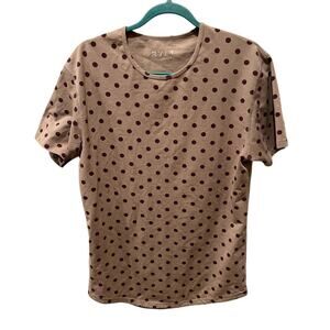 BYLT Basics Polka Dot Tee Medium Tan Maroon Soft Casual Minimalist Top